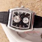 Iwc Da Vinci Chronograph Price - Black Dial Black Leather Band Fake Watch 